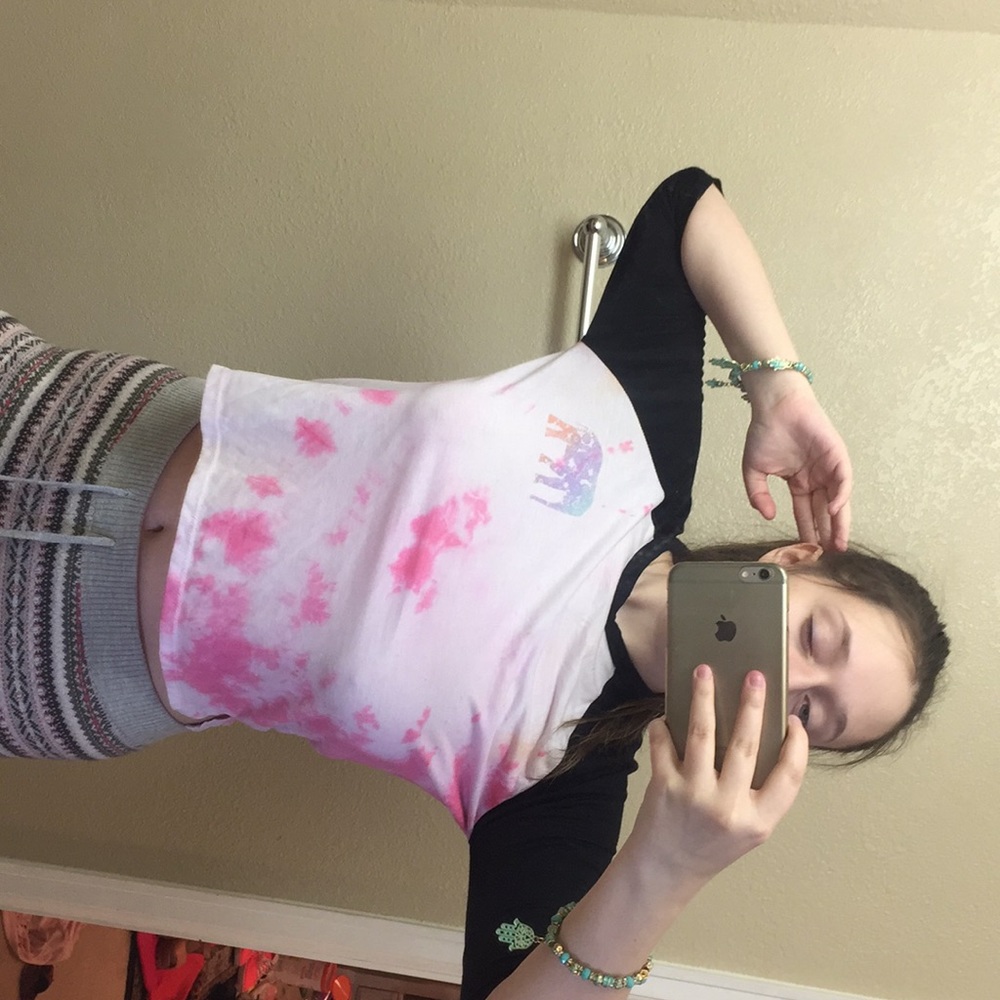 pink tie dye Zumiez Elephant baseball T crop